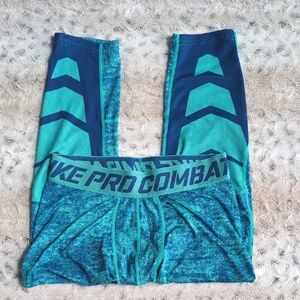 Nike Pro Combat Hypercool 3/4 Teal Compression Tights